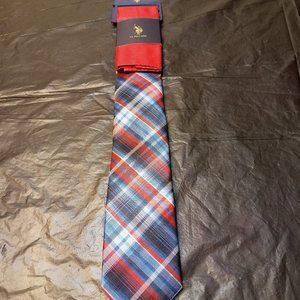 NWOT US Polo Assn. Men's tie/handkerchief set red/blue